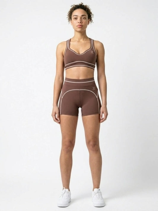 Korte sport top chocolate brown