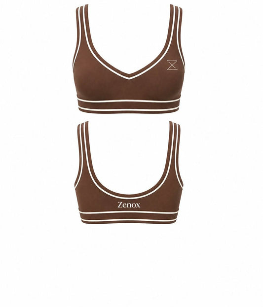 Korte sport top chocolate brown