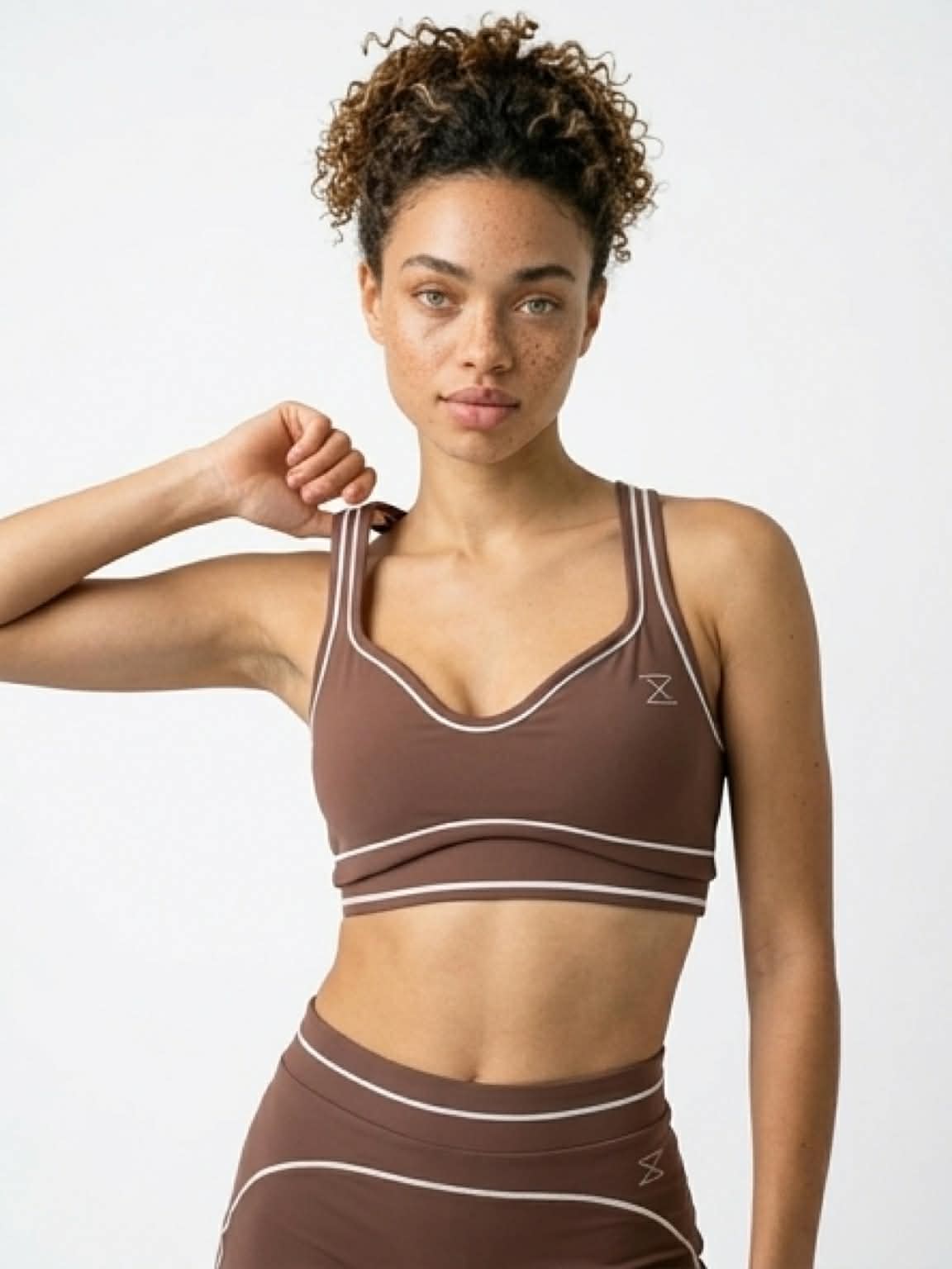 Korte sport top chocolate brown